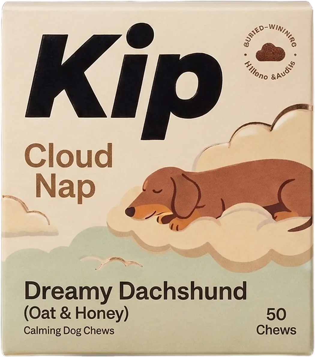 Dreamy Dachshund carton: Kip Cloud Nap, Oat & Honey, 50 chews